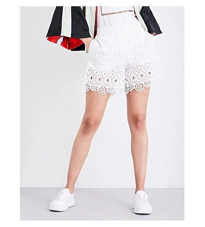 Shop Opening Ceremony Broderie Anglaise Mid-rise Cotton Shorts In White