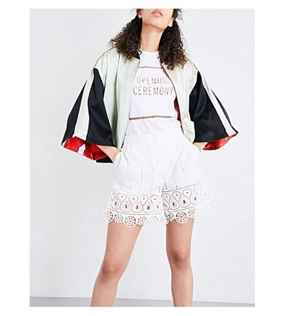 Shop Opening Ceremony Broderie Anglaise Mid-rise Cotton Shorts In White