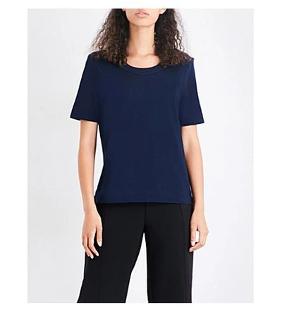 Shop Whistles Rosa Double-trim Cotton-jersey T-shirt In Navy
