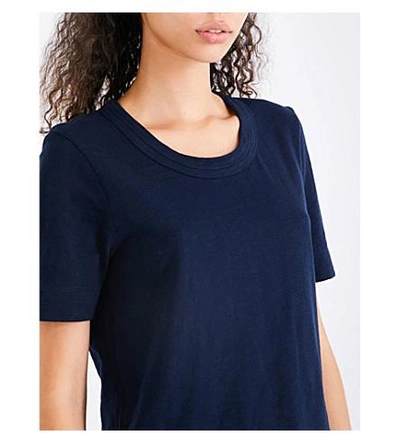 Shop Whistles Rosa Double-trim Cotton-jersey T-shirt In Navy