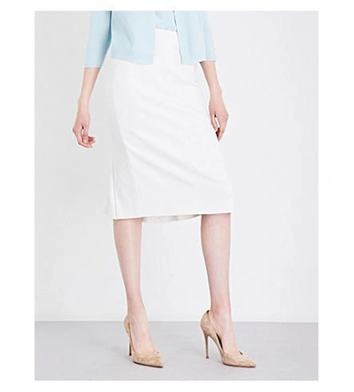 Shop Max Mara Bugia Stretch-wool Skirt In White