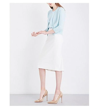 Shop Max Mara Bugia Stretch-wool Skirt In White