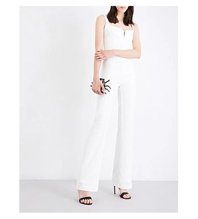 Shop Galvan Sweetheart-neckline Crepe Jumpsuit In White