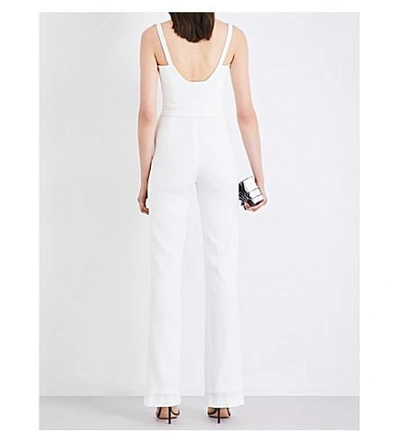 Shop Galvan Sweetheart-neckline Crepe Jumpsuit In White