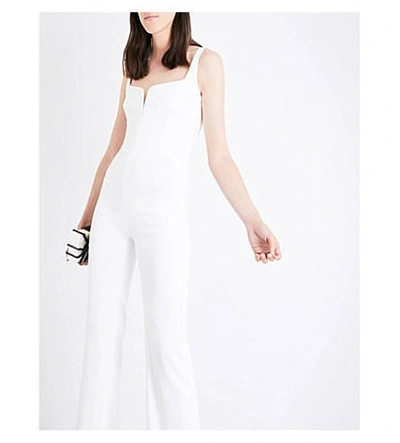 Shop Galvan Sweetheart-neckline Crepe Jumpsuit In White