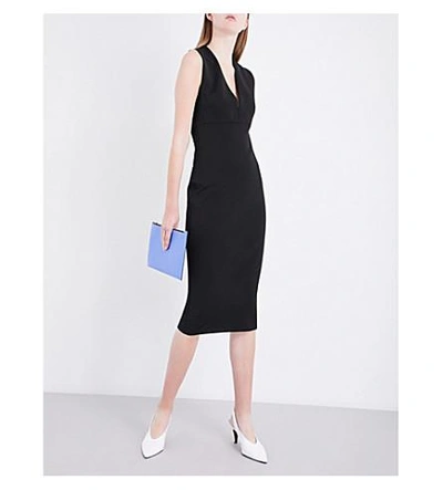 Shop Victoria Beckham Sleeveless Stretch-crepe Dress In Black