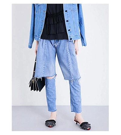 Shop Ksenia Schnaider Demi-denims Wide High-rise Jeans In Blue