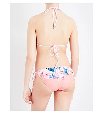 Shop Ted Baker Saydie Orchid Wonderland-print Triangle Bikini Top In Straw