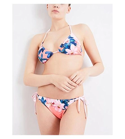 Shop Ted Baker Saydie Orchid Wonderland-print Triangle Bikini Top In Straw