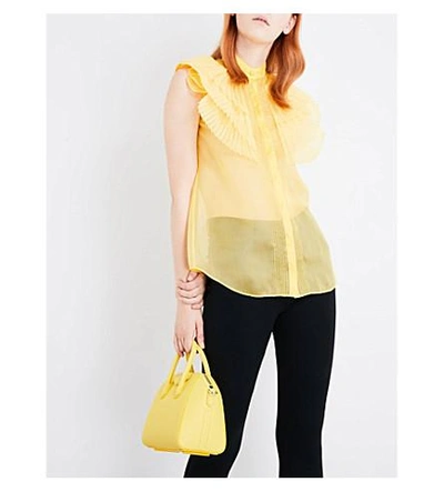 Shop Givenchy Ruffled Silk-blend Blouse In Yellow