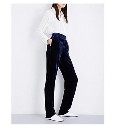 Shop Dion Lee Wide-leg Velvet Pants In Ink