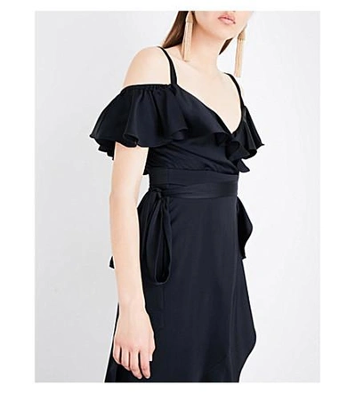 Shop Temperley London Carnation Cold-shoulder Crepe Dress In Black