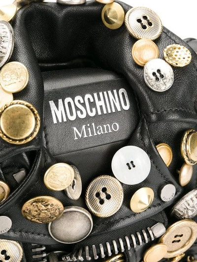 Shop Moschino Button Applique Biker Bag
