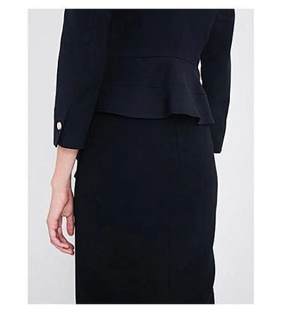 Shop Ted Baker Bow Neck Woven Peplum Jacket In Black