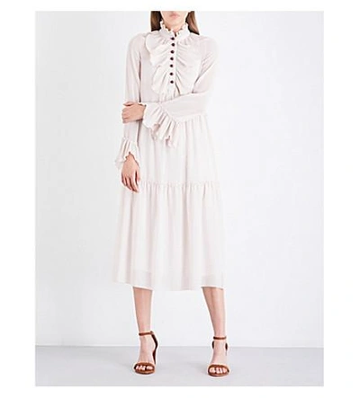 Shop See By Chloé Frilled Loose-fit Chiffon Dress In Morganite