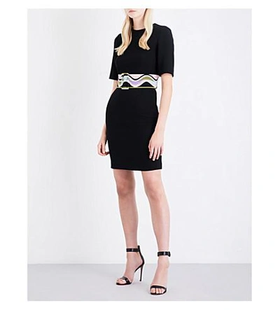 Shop Emilio Pucci Belted Wool Mini Dress In Nero