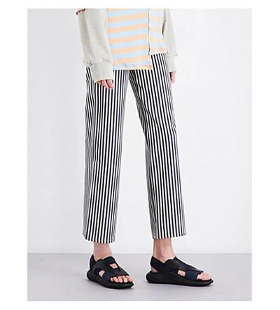 Shop Eckhaus Latta Regular-fit High-rise Cotton Pants In Stripe