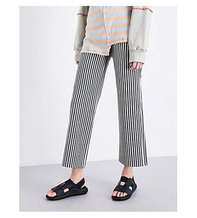 Shop Eckhaus Latta Regular-fit High-rise Cotton Pants In Stripe