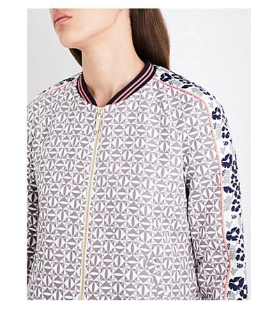 Shop Ted Baker Xaria Geo Floral-print Twill Bomber Jacket In Grey