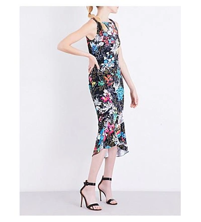 Shop Peter Pilotto Floral-print Crepe Dress In Black