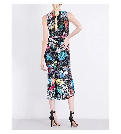 Shop Peter Pilotto Floral-print Crepe Dress In Black