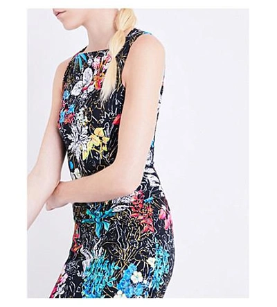 Shop Peter Pilotto Floral-print Crepe Dress In Black