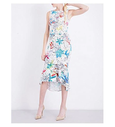 Shop Peter Pilotto Floral-print Crepe Dress In White
