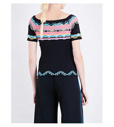 Shop Peter Pilotto Aztec-embroidered Cady Top In Multi