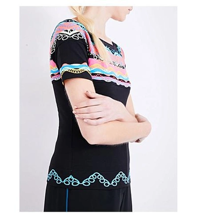Shop Peter Pilotto Aztec-embroidered Cady Top In Multi