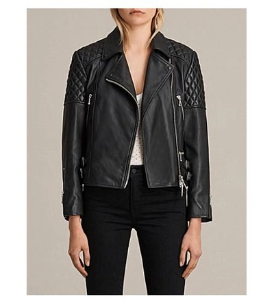 Shop Allsaints Ainsdale Leather Biker Jacket In Black