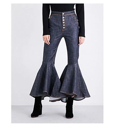 Shop Ellery Hysteria Bootcut High-rise Jeans In Navy