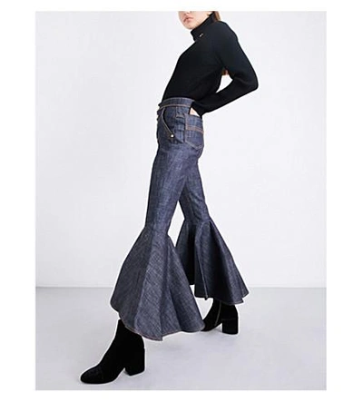 Shop Ellery Hysteria Bootcut High-rise Jeans In Navy