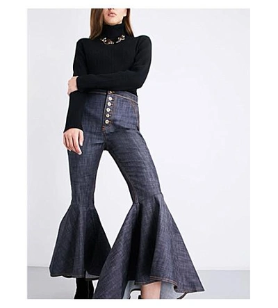 Shop Ellery Hysteria Bootcut High-rise Jeans In Navy