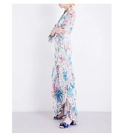 Shop Peter Pilotto Floral-print Silk-georgette Maxi Skirt In White