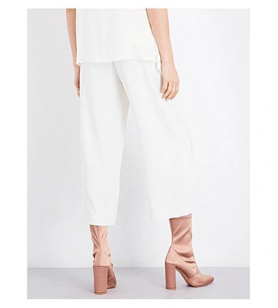 Shop Helmut Lang Wide Cropped Crepe Culottes In Ivory