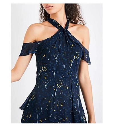 Shop Whistles Wheatsheaf Cold-shoulder Fil-coup Dress In Navy