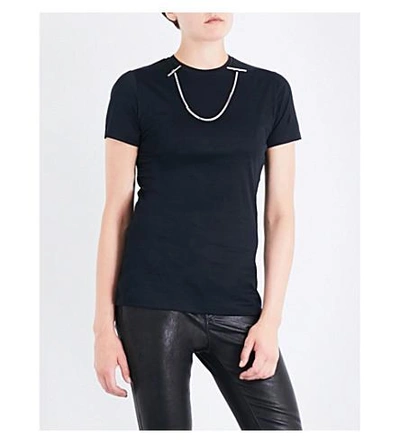 Shop Mugler Chain-detail Cotton T-shirt In Black