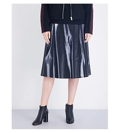 Shop Yang Li Minimal Wool-blend Midi Skirt In Black