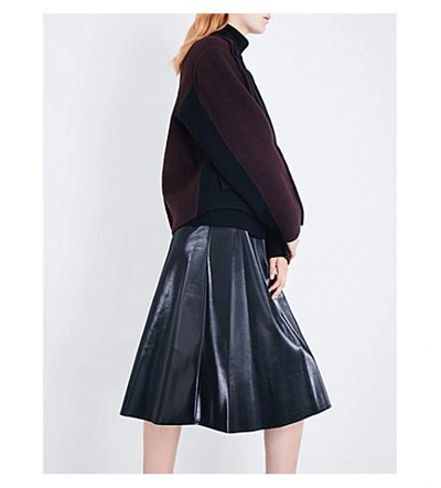 Shop Yang Li Minimal Wool-blend Midi Skirt In Black
