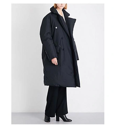 Shop Yang Li Double-breasted Oversized Shell Coat In Black