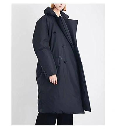 Shop Yang Li Double-breasted Oversized Shell Coat In Black