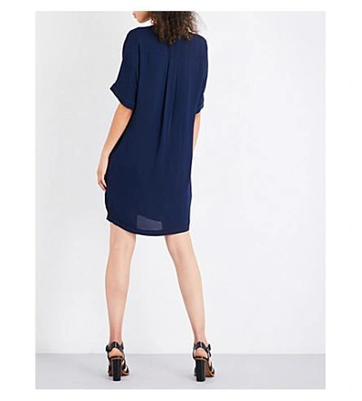 Shop Whistles Frances Gathered Crepe Dress In Navy