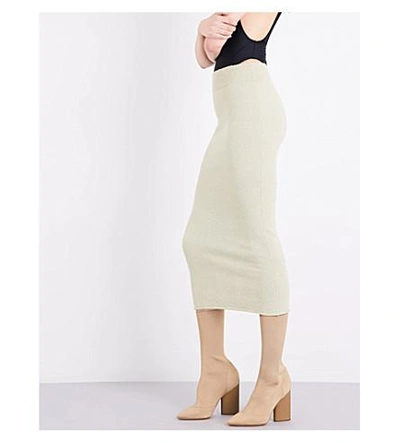 Shop Yeezy Textured High-rise Knitted Skirt In Elm