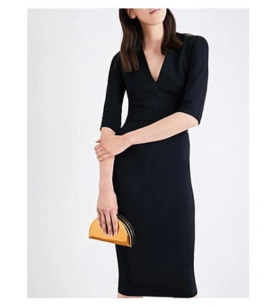Shop Victoria Beckham V-neck Woven Dress In Black