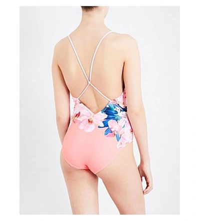 Shop Ted Baker Sunie Orchid Wonderland-print Swimsuit In Straw