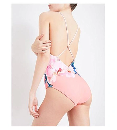 Shop Ted Baker Sunie Orchid Wonderland-print Swimsuit In Straw