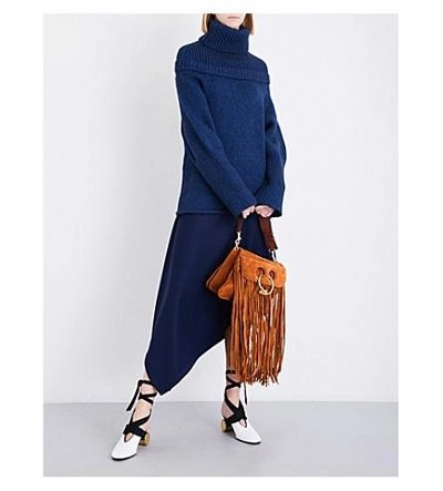 Shop Jw Anderson Turtleneck Wool-blend Sweater In Indigo