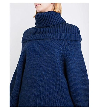 Shop Jw Anderson Turtleneck Wool-blend Sweater In Indigo