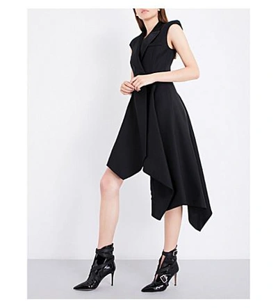 Shop Monse Asymmetric Wool-blend Dress In Black
