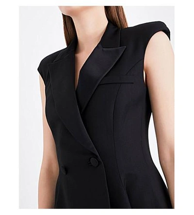 Shop Monse Asymmetric Wool-blend Dress In Black